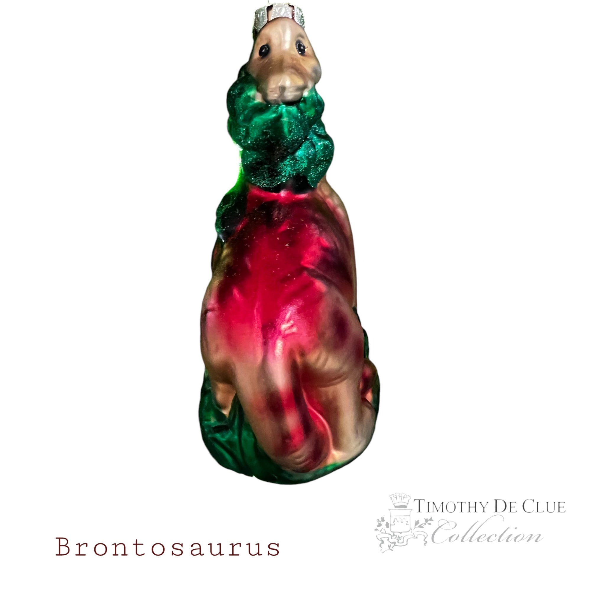 Prehistoric Brontosaurus Glass Christmas Ornament