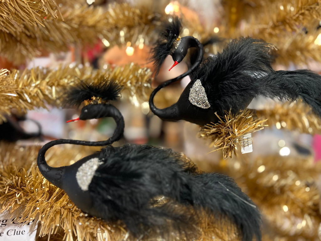 Free Blown Black Swan a Swimming clip on- Exclusive Christmas Ornament
