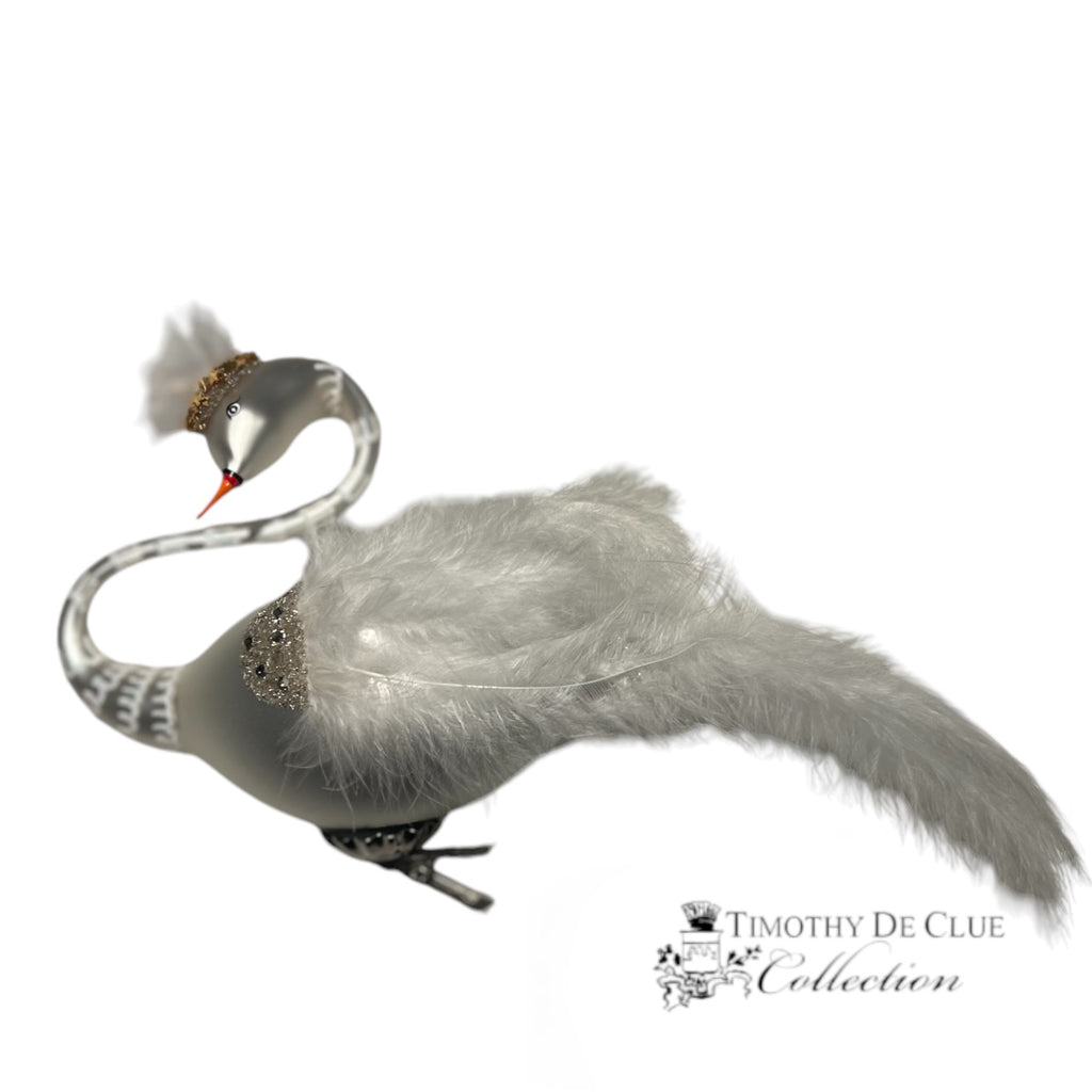 Free Blown White Swan a Swimming clip on- Exclusive Christmas Ornament