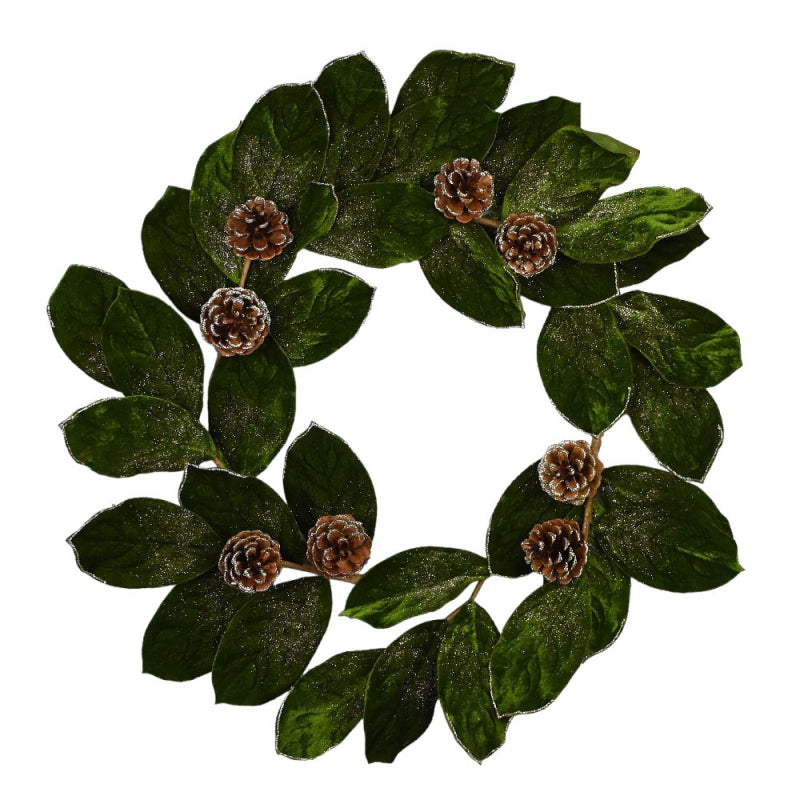Velvet Magnolia with Pinecones 26” Wreath-TDC Wonderland Christmas Collection