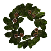 Velvet Magnolia with Pinecones 26” Wreath-TDC Wonderland Christmas Collection