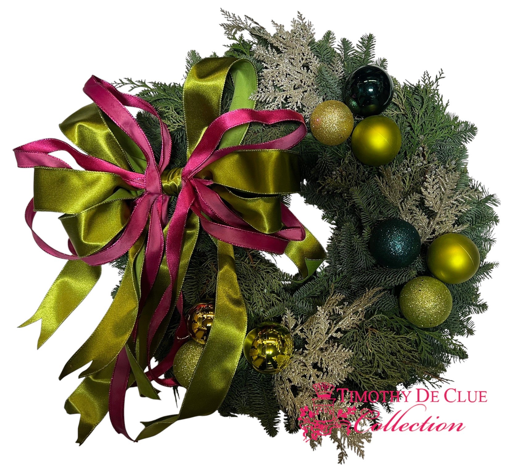 Real PNW Cut Greens 30" Wreath Decorated-TDC Retro Christmas Collection