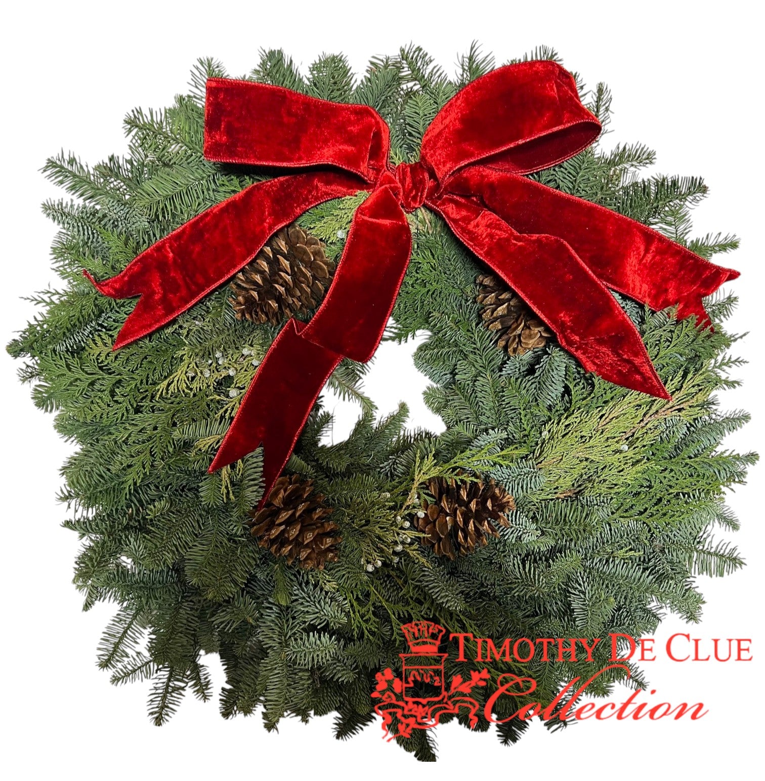Real PNW Cut Greens 30" Wreath -TDC Retro Christmas Collection