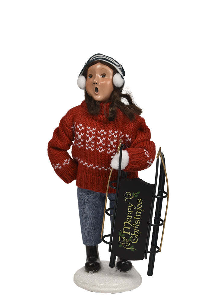 Byers Choice Caroler Apres Sledding Child Girl-TDC Retro Christmas Collection