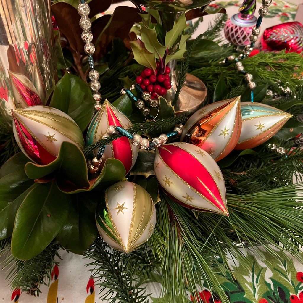 North Star Stripe Ornament Set 6 - De Clue Exclusive Christmas Collection