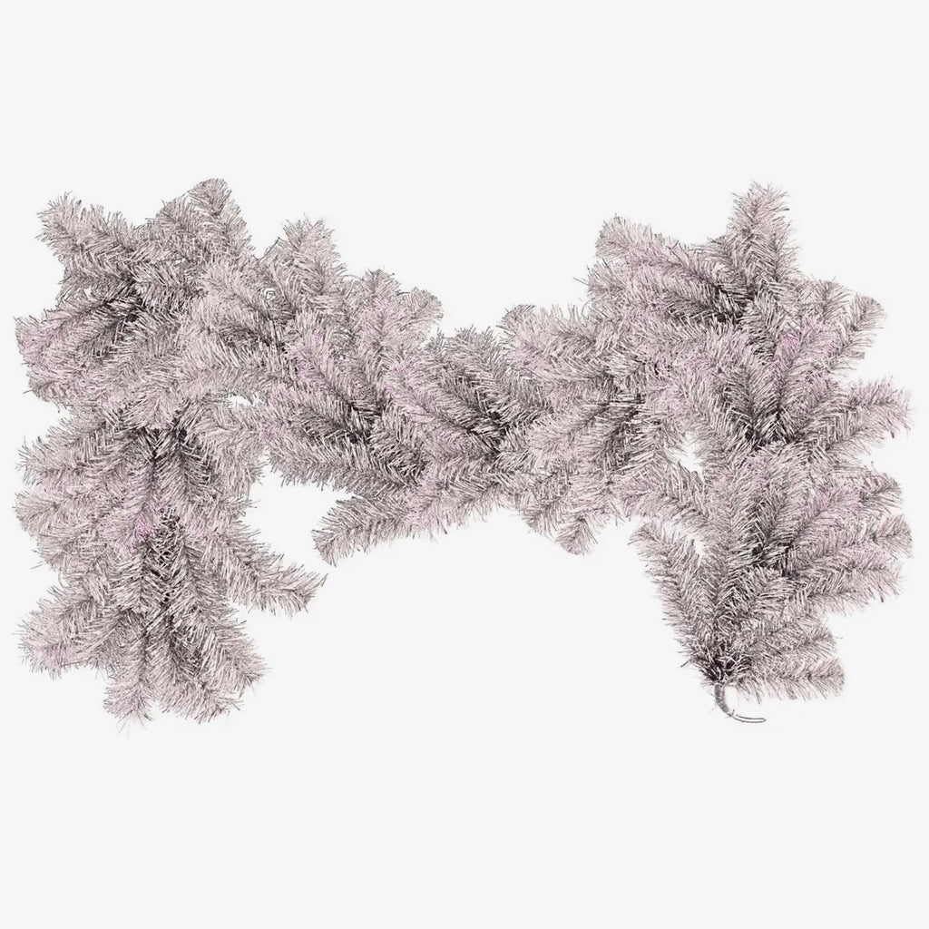 Silver Retro Tinsel Pine Garland- Christmas Collection