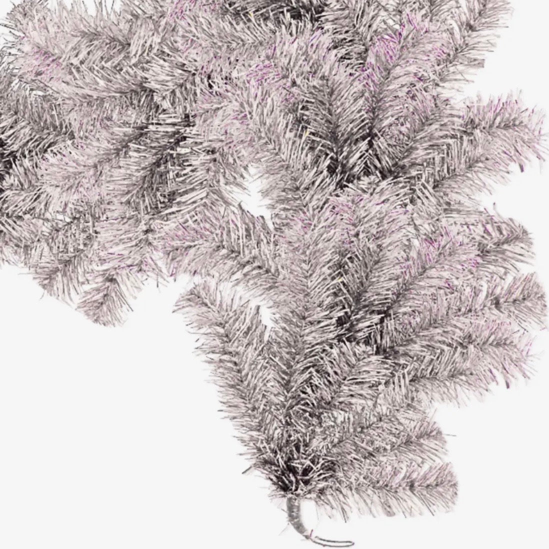 Silver Retro Tinsel Pine Garland- Christmas Collection