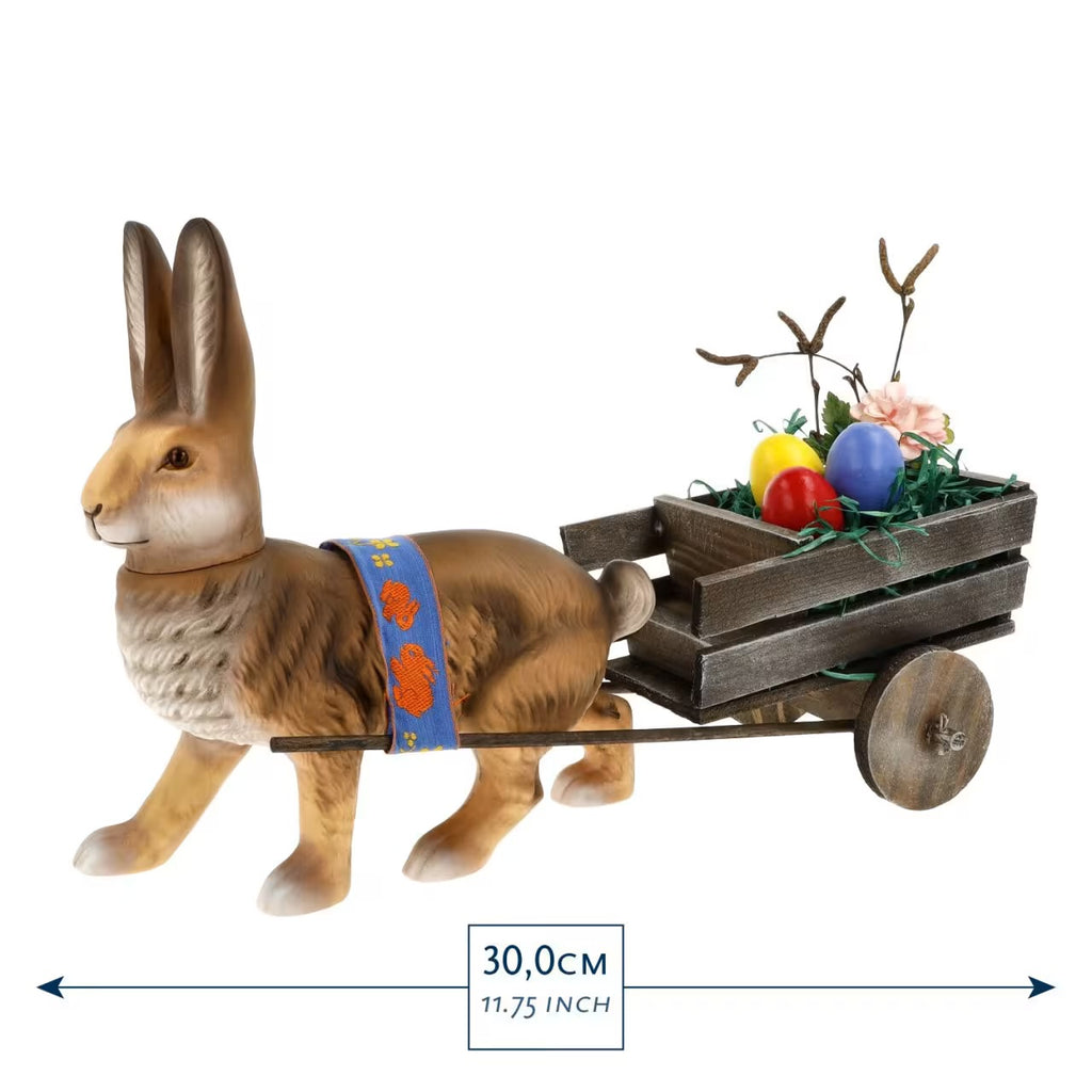 Easter Hare Pulling Cart Vintage Inspired German Paper Mache