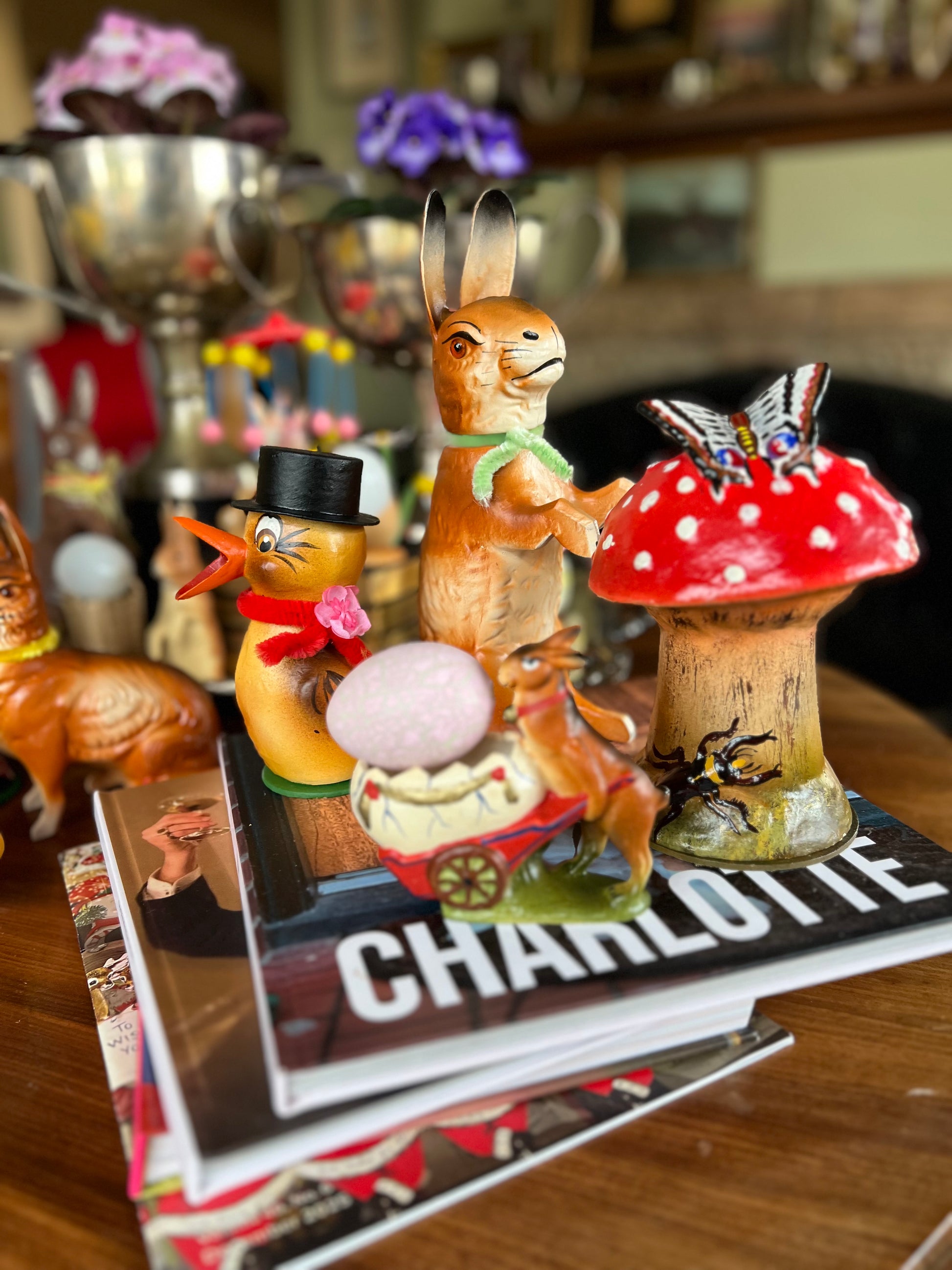 Rabbit Sitting Upright Vintage Mold German Paper Mache