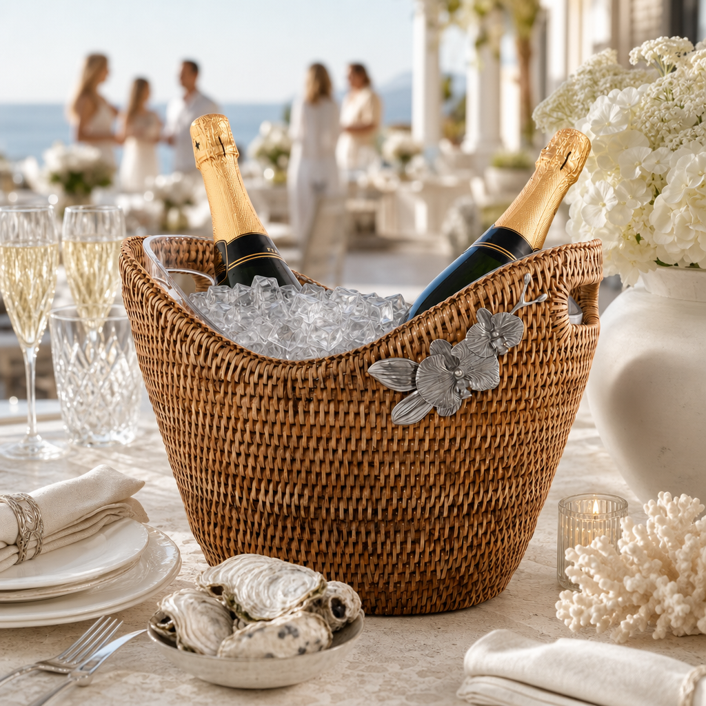 Orchids Hand Woven Wicker Rattan Champagne / Ice Tub