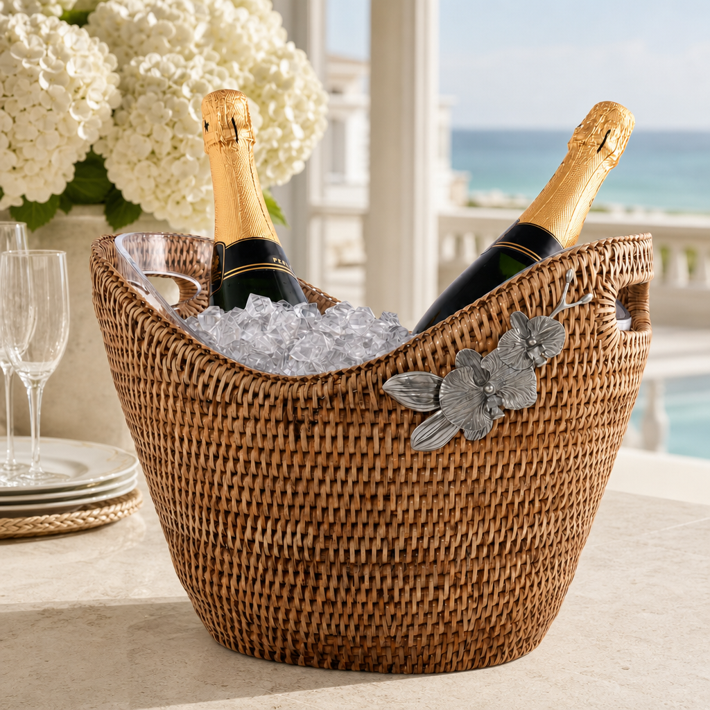 Orchids Hand Woven Wicker Rattan Champagne / Ice Tub