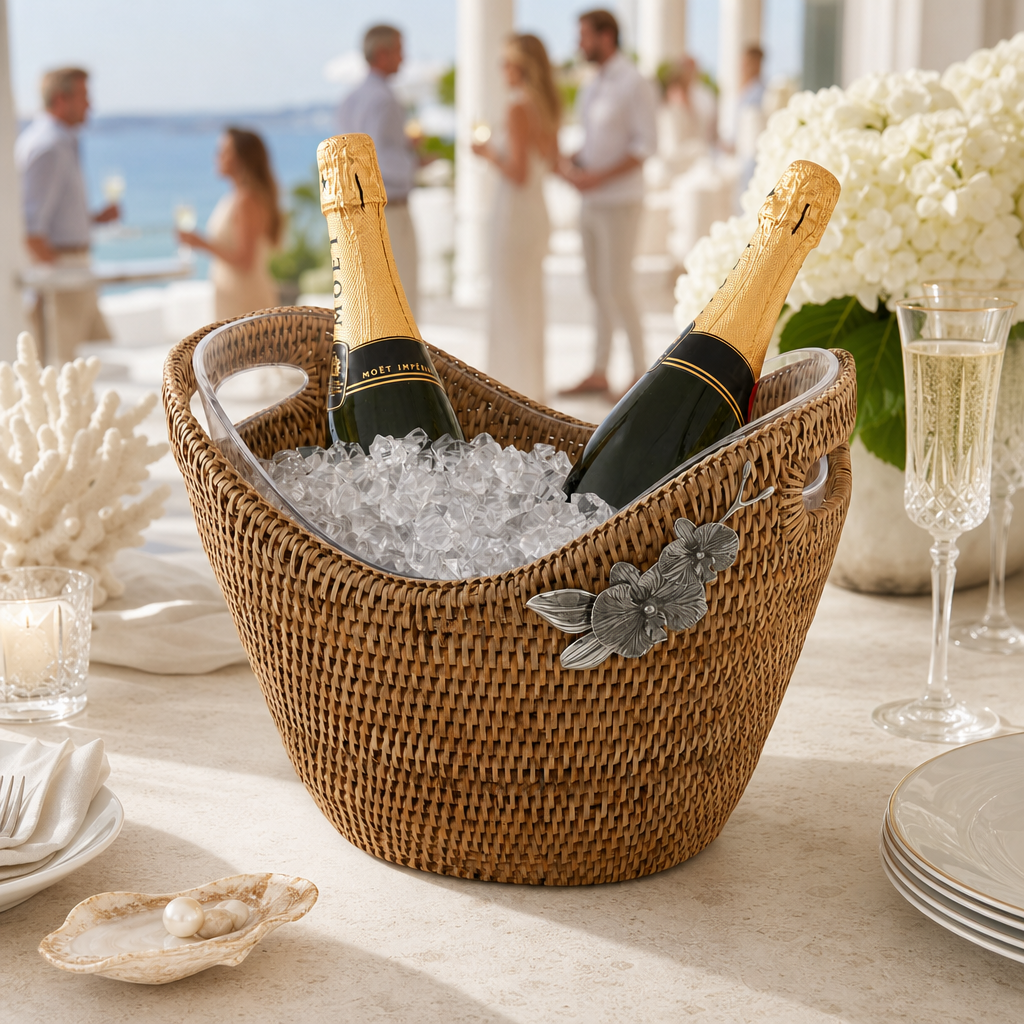 Orchids Hand Woven Wicker Rattan Champagne / Ice Tub