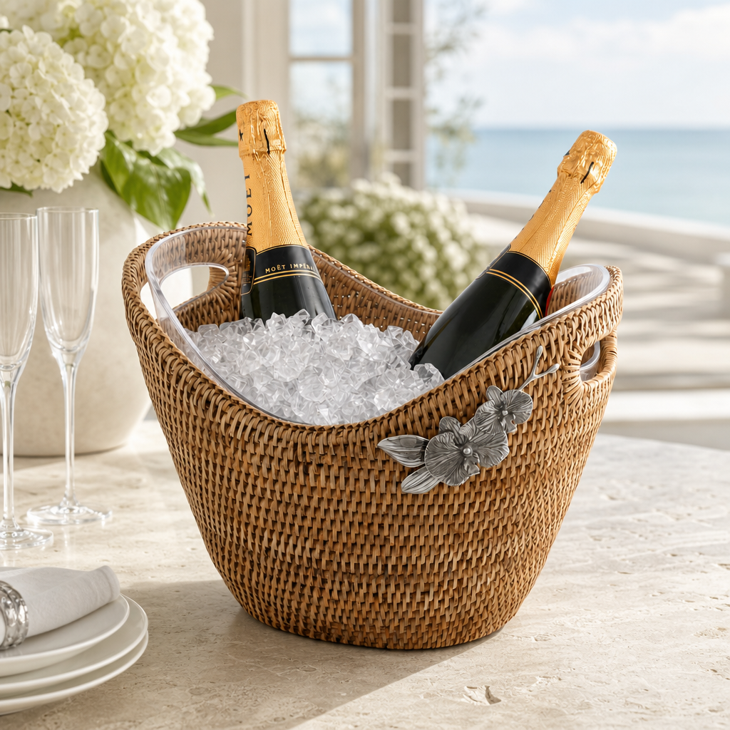 Orchids Hand Woven Wicker Rattan Champagne / Ice Tub