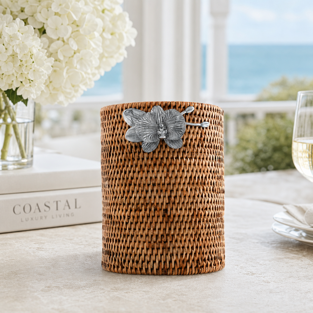 Orchids Hand Woven Wicker Rattan Utensils Holder