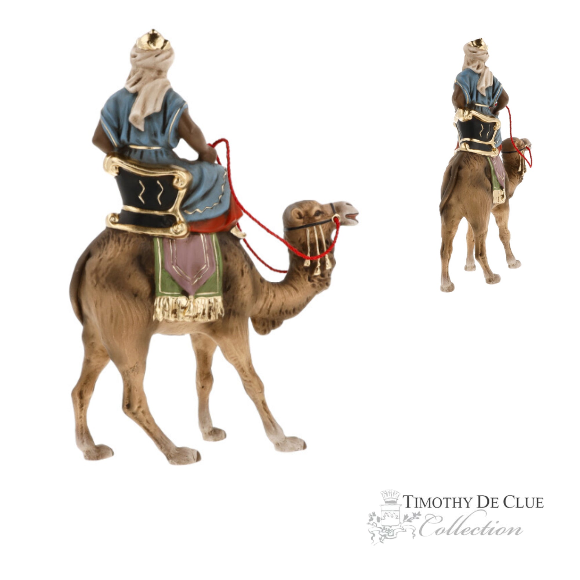 Nativity Paper Mache Caspar on Camel | Vintage German Reproduction of 19th Century Piece