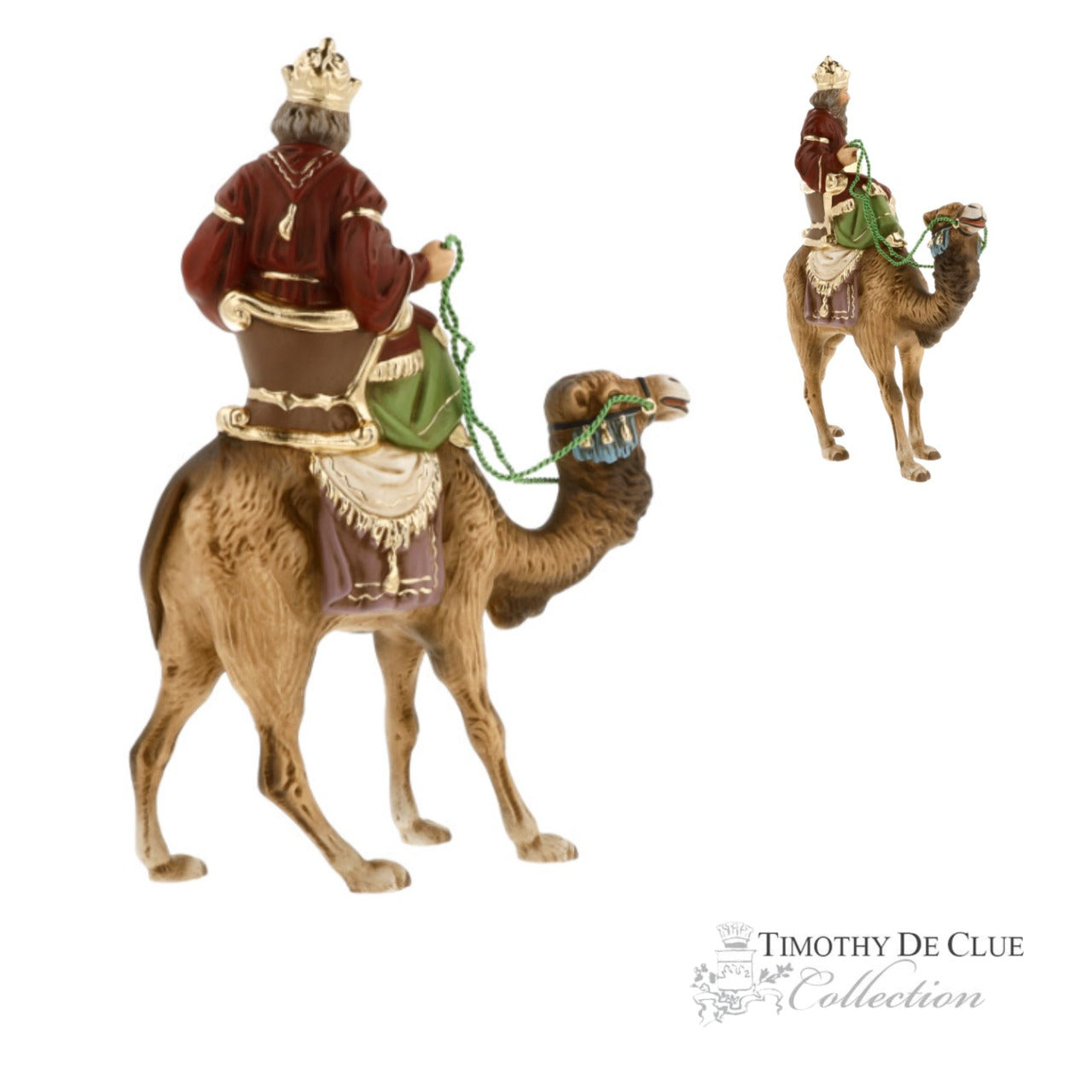 Nativity Paper Mache Wiseman Balthazar on Camel | Vintage German Reproduction of 19th Century Piece Timothy De Clue Collection