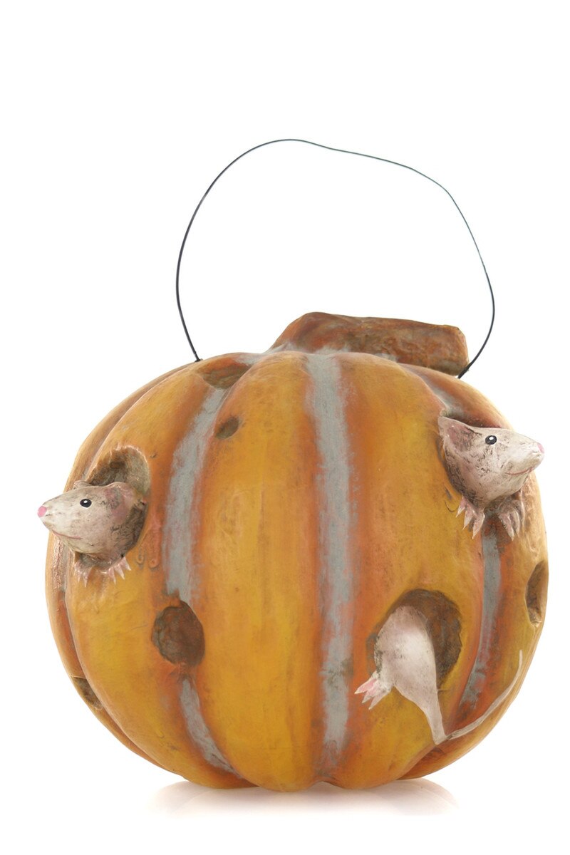 Halloween Mice in a Pumpkin Decoration