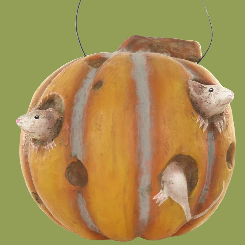 Halloween ZOMBIE Mice in a Pumpkin Decoration