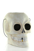 Small Vintage Skull Paper Mache Candy Bucket