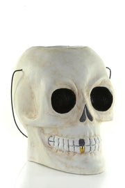 Small Vintage Skull Paper Mache Candy Bucket