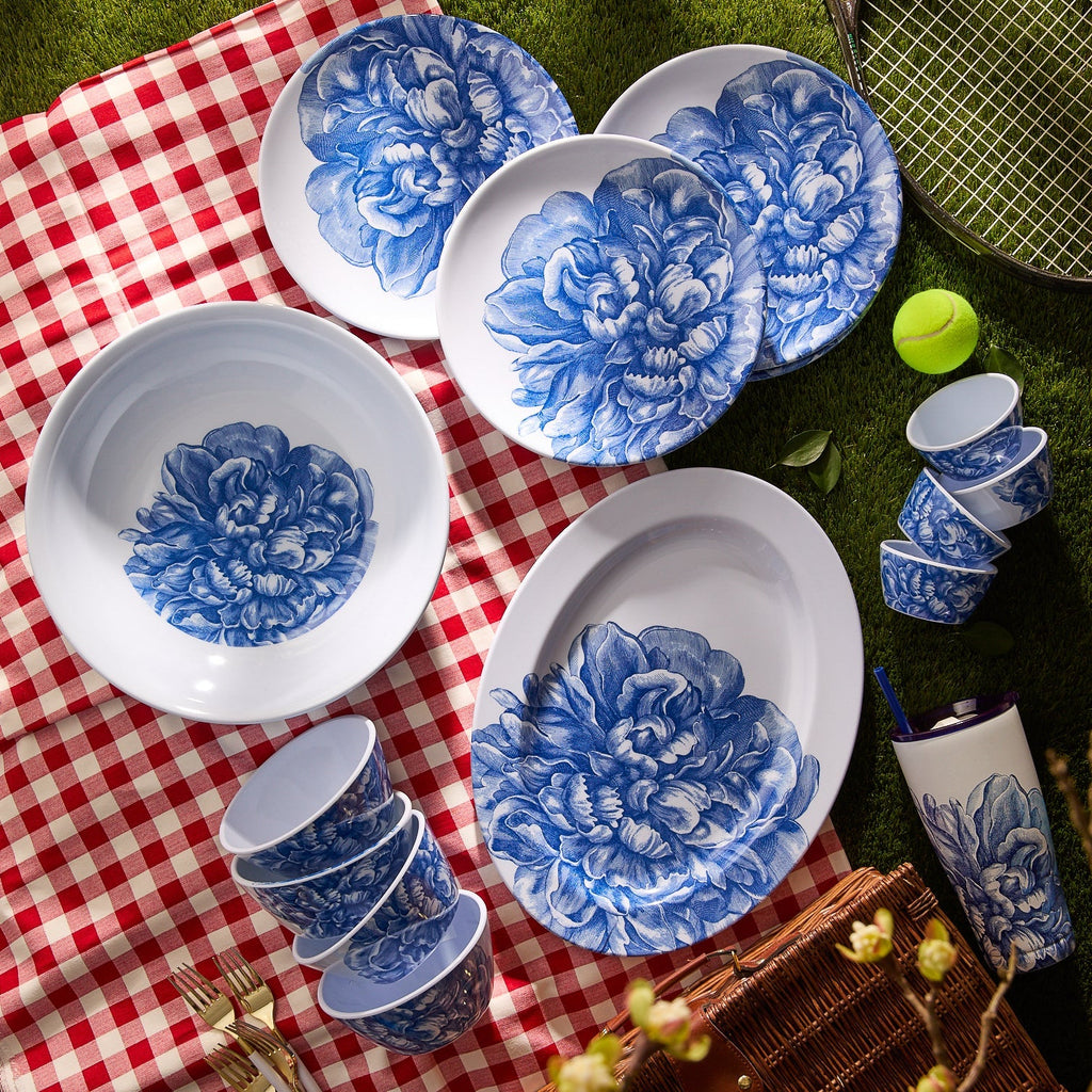 Peony Melamine Oval Rimmed Platter