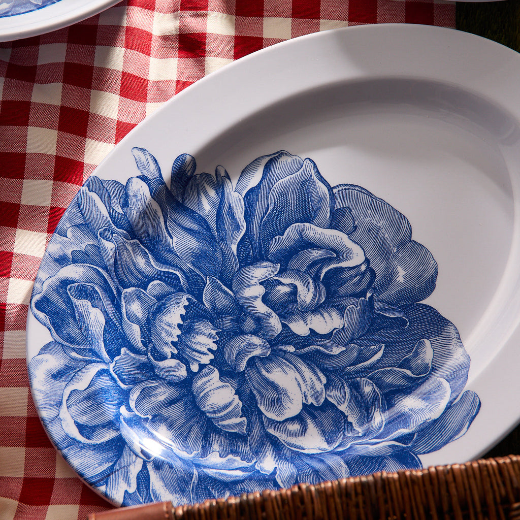 Peony Melamine Oval Rimmed Platter