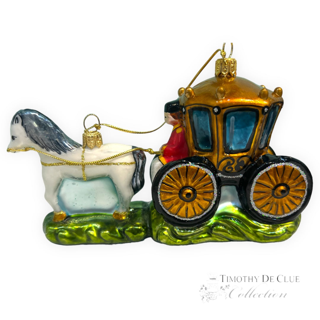 Gilded Age One Horse Carriage Hand Blown Glass Christmas Ornament | Made in Germany