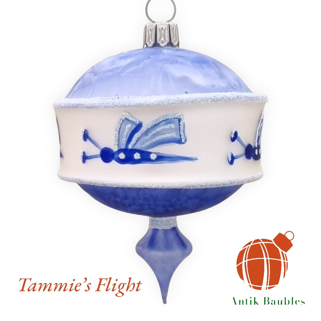 Tammie's Flight 3.25 in Drop- Antik Baubles Exclusive Christmas Ornament Designed by Timothy De Clue Exclusively made for Antik Baubles
