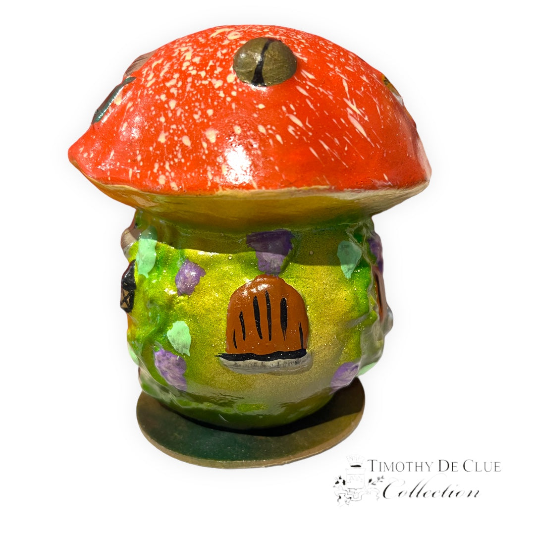 Santa's Forest Getaway Paper Mache Mushroom Candy Container - Antik Baubles Christmas Decor
