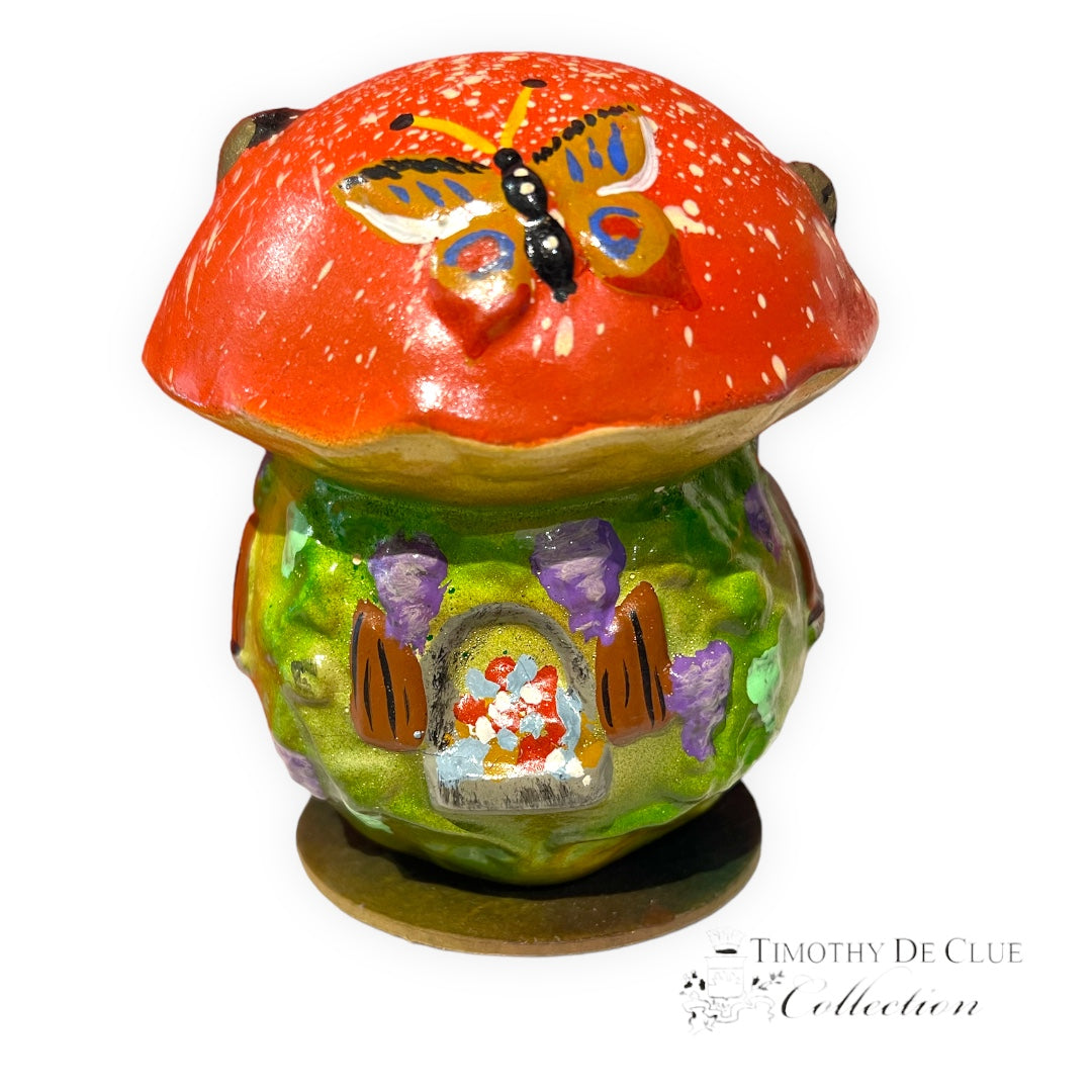 Santa's Forest Getaway Paper Mache Mushroom Candy Container - Antik Baubles Christmas Decor