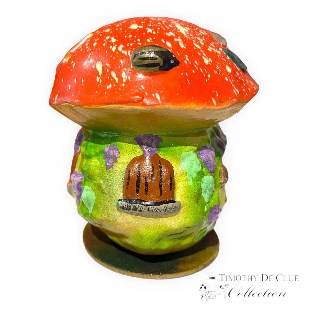 Santa's Forest Getaway Paper Mache Mushroom Candy Container - Antik Baubles Christmas Decor