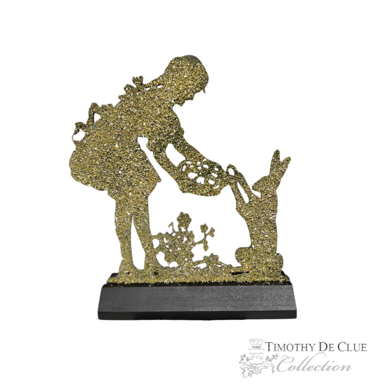 Bunny Gathering Eggs Right Glitter Silhouette - Timothy De Clue Exclusive Easter Decor