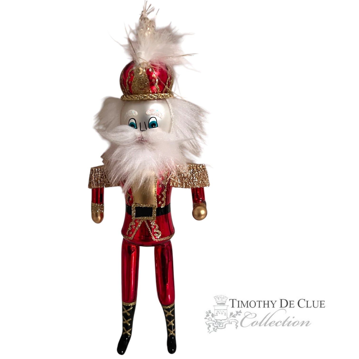 Free Blown “Royal Red Nutcracker”  8.5”  De Carlini Christmas Ornament