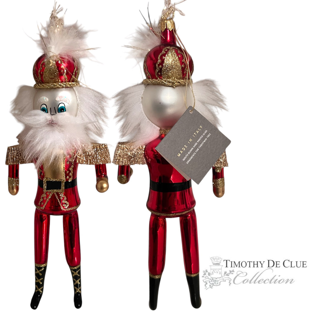 Free Blown “Royal Red Nutcracker”  8.5”  De Carlini Christmas Ornament