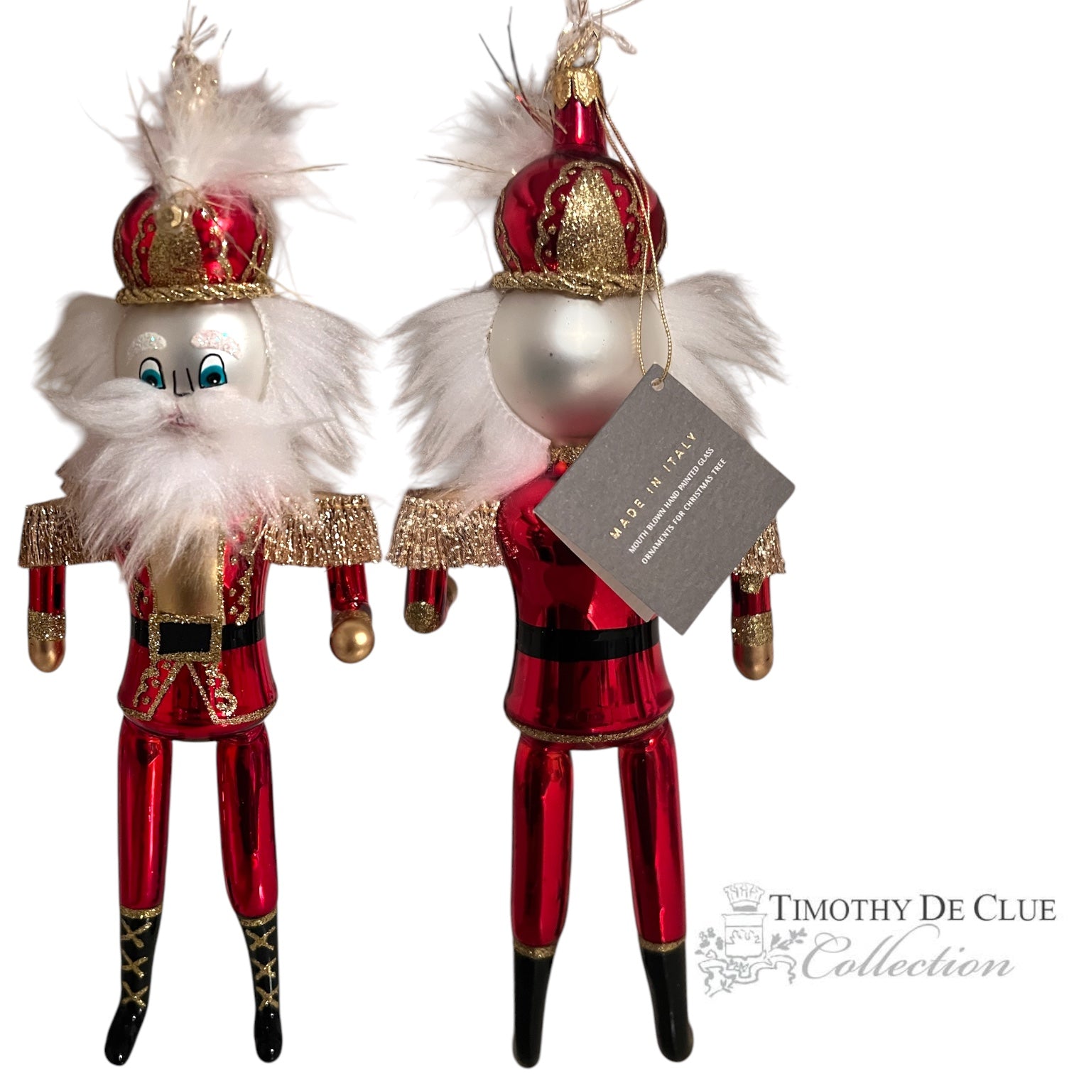 Free Blown “Royal Red Nutcracker”  8.5”  De Carlini Christmas Ornament