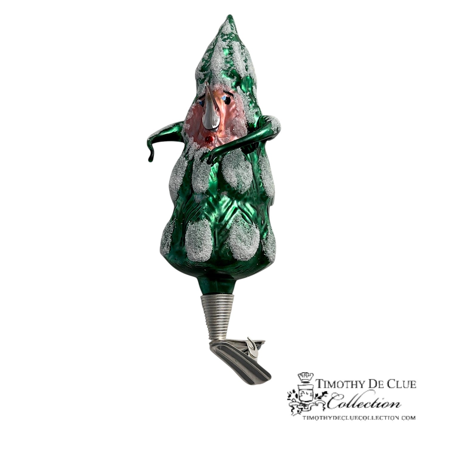 Free Blown Clip “ Dancin’ Frosted Tanne ”Christmas Clip Ornament