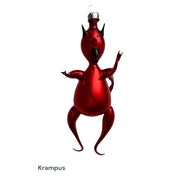 Red Krampus ornament on a white background