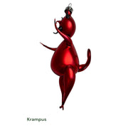 Red Krampus ornament freeblown glass italian style  on a white background