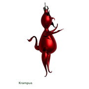 Red Krampus ornament freeblown glass italian style  on a white background

