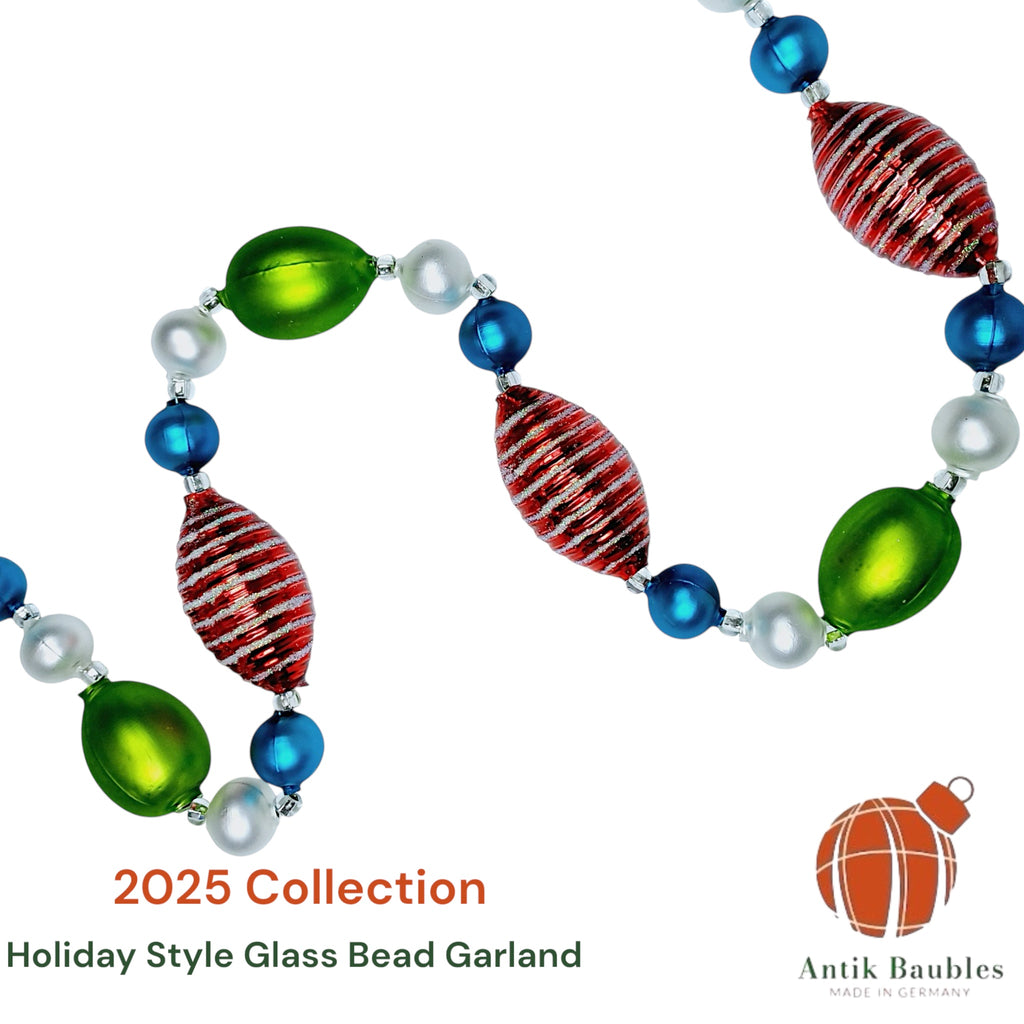 Holiday Style Glass Bead Garland  | 6 feet - Antik Baubles Christmas Ornament