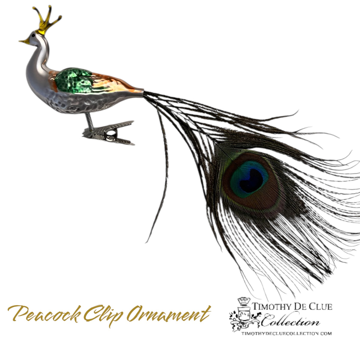 Peacock Feather Clip Ornament - Christmas Ornament