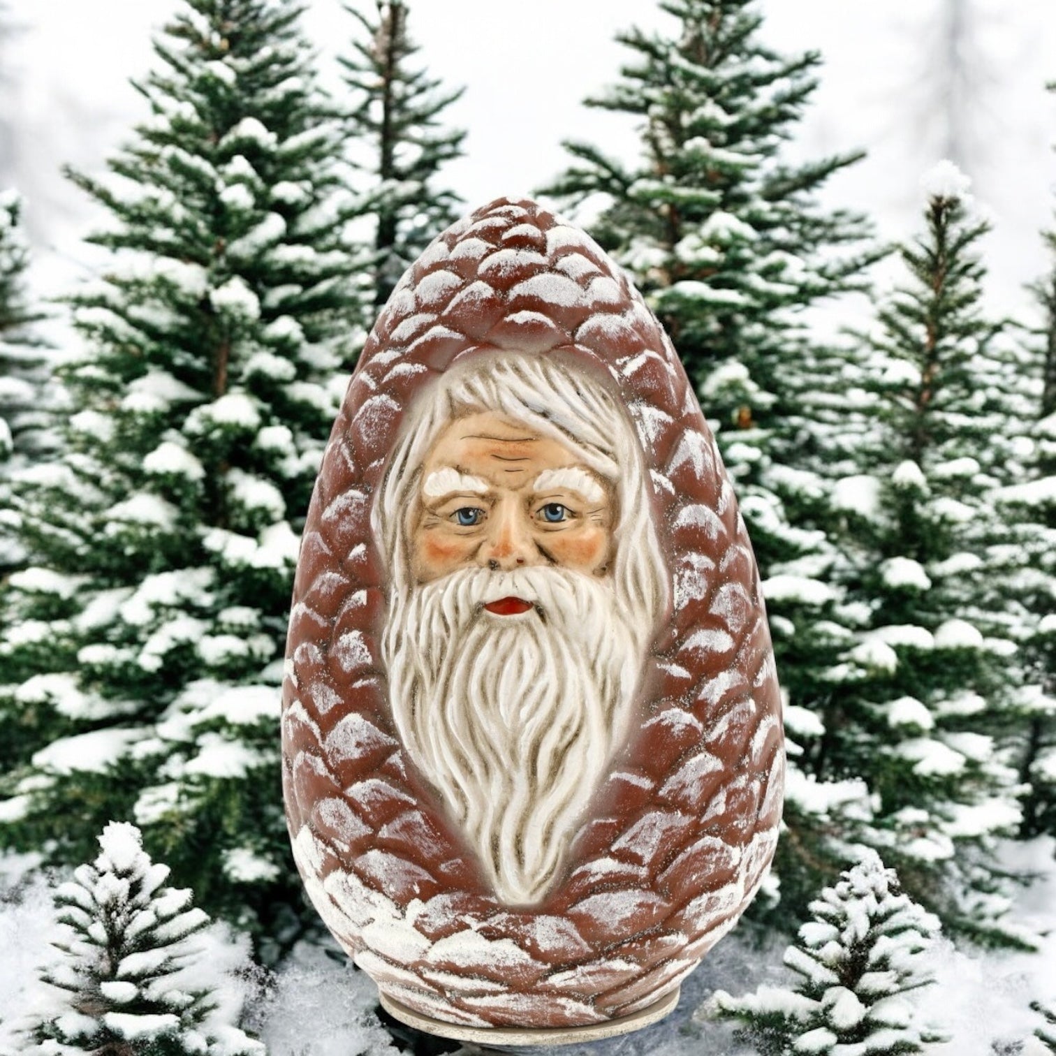Pine Cone Santa Candy Container - German Paper Mache Christmas Collection
