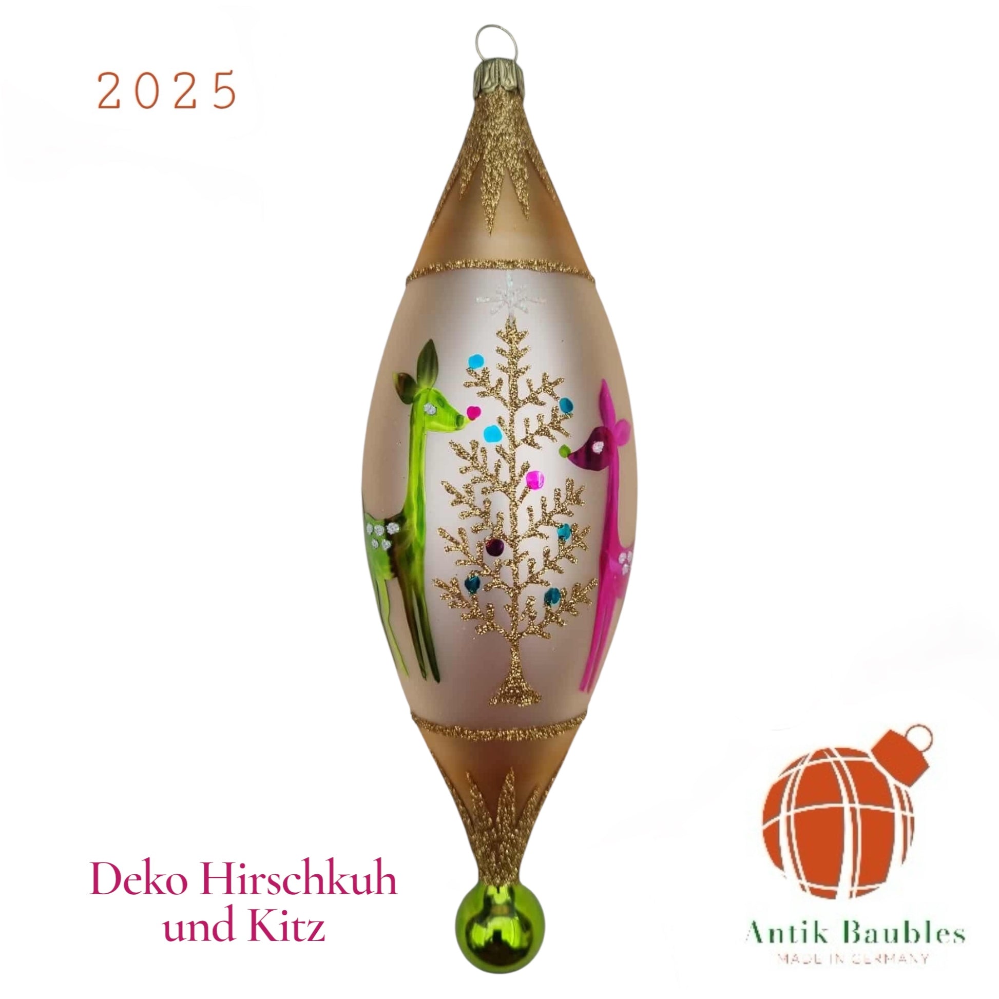 Deko-Hirschku und Kitz 7.5 in Tear Drop- Antik Baubles Exclusive Christmas Ornament