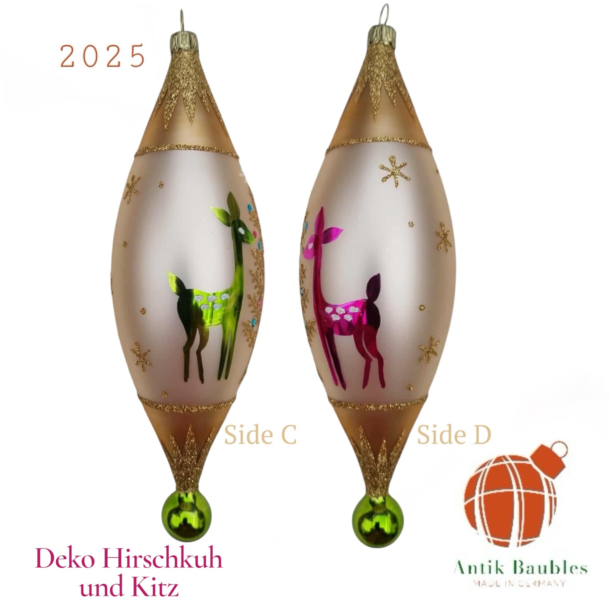 Deko-Hirschku und Kitz 7.5 in Tear Drop- Antik Baubles Exclusive Christmas Ornament