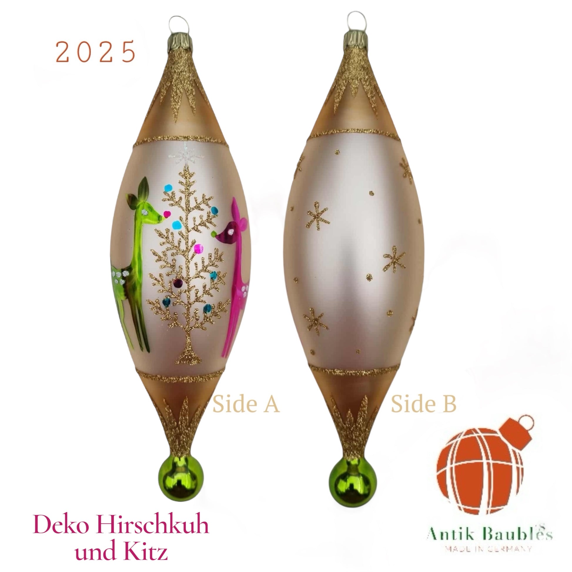 Deko-Hirschku und Kitz 7.5 in Tear Drop- Antik Baubles Exclusive Christmas Ornament