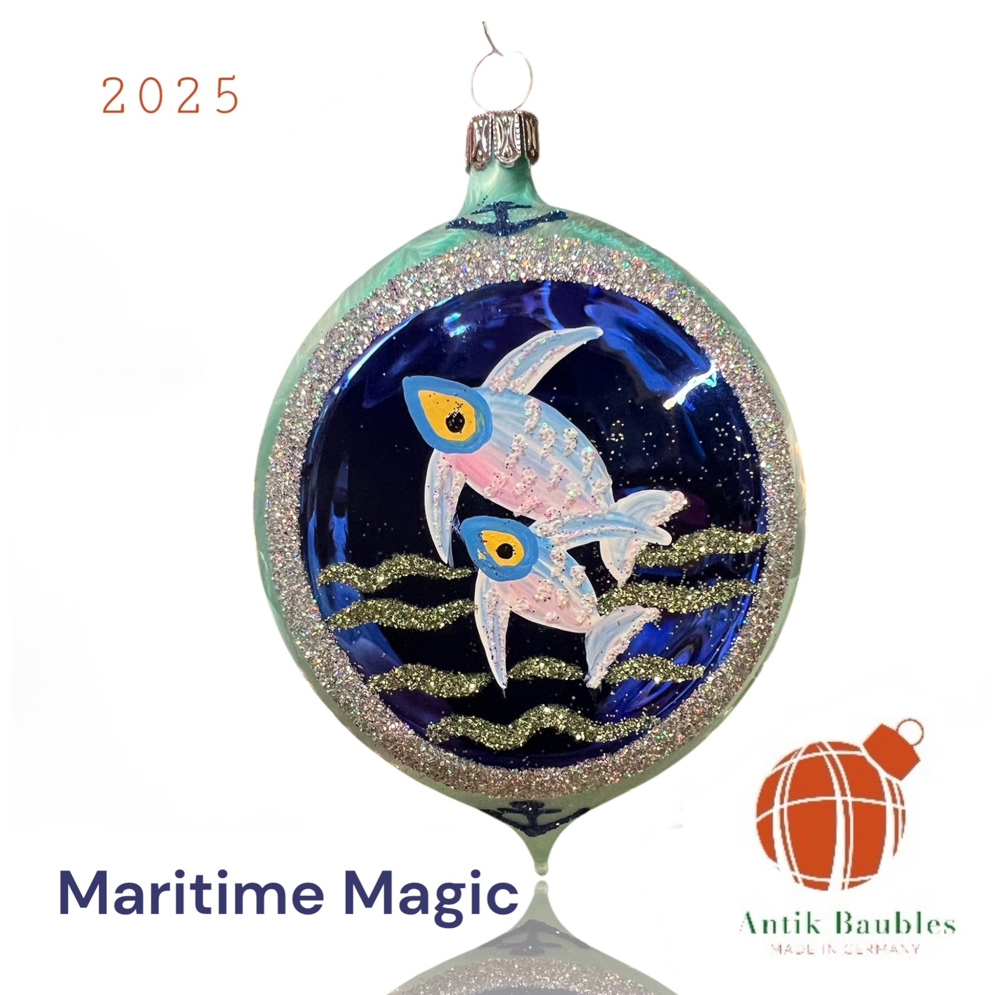 Maritime Magic Fish 3.25 in Tear Drop- Antik Baubles Exclusive Christmas Ornament