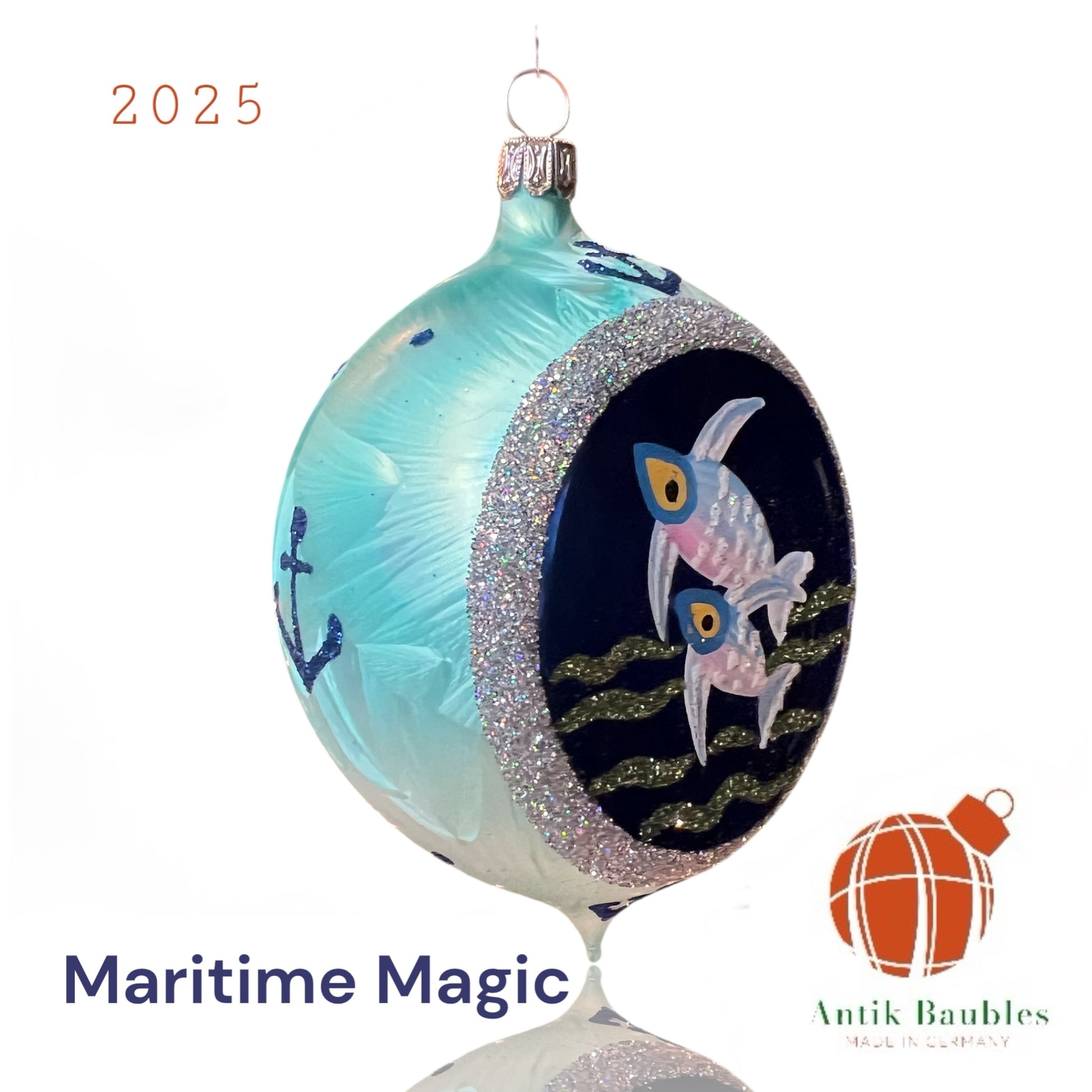 Maritime Magic Fish 3.25 in Tear Drop- Antik Baubles Exclusive Christmas Ornament