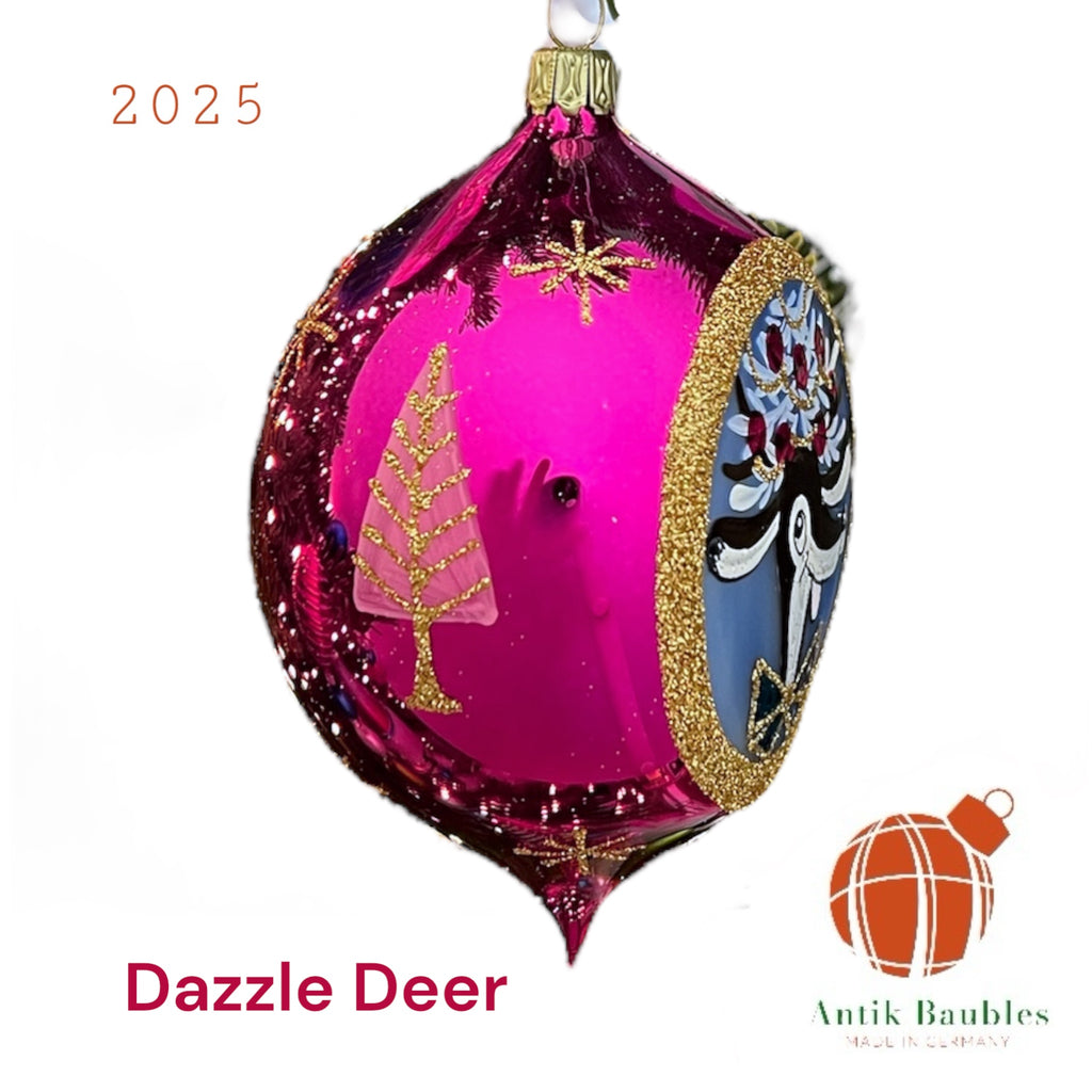 Dazzle Deer 3.25 in Tear Drop- Antik Baubles Exclusive Christmas Ornament