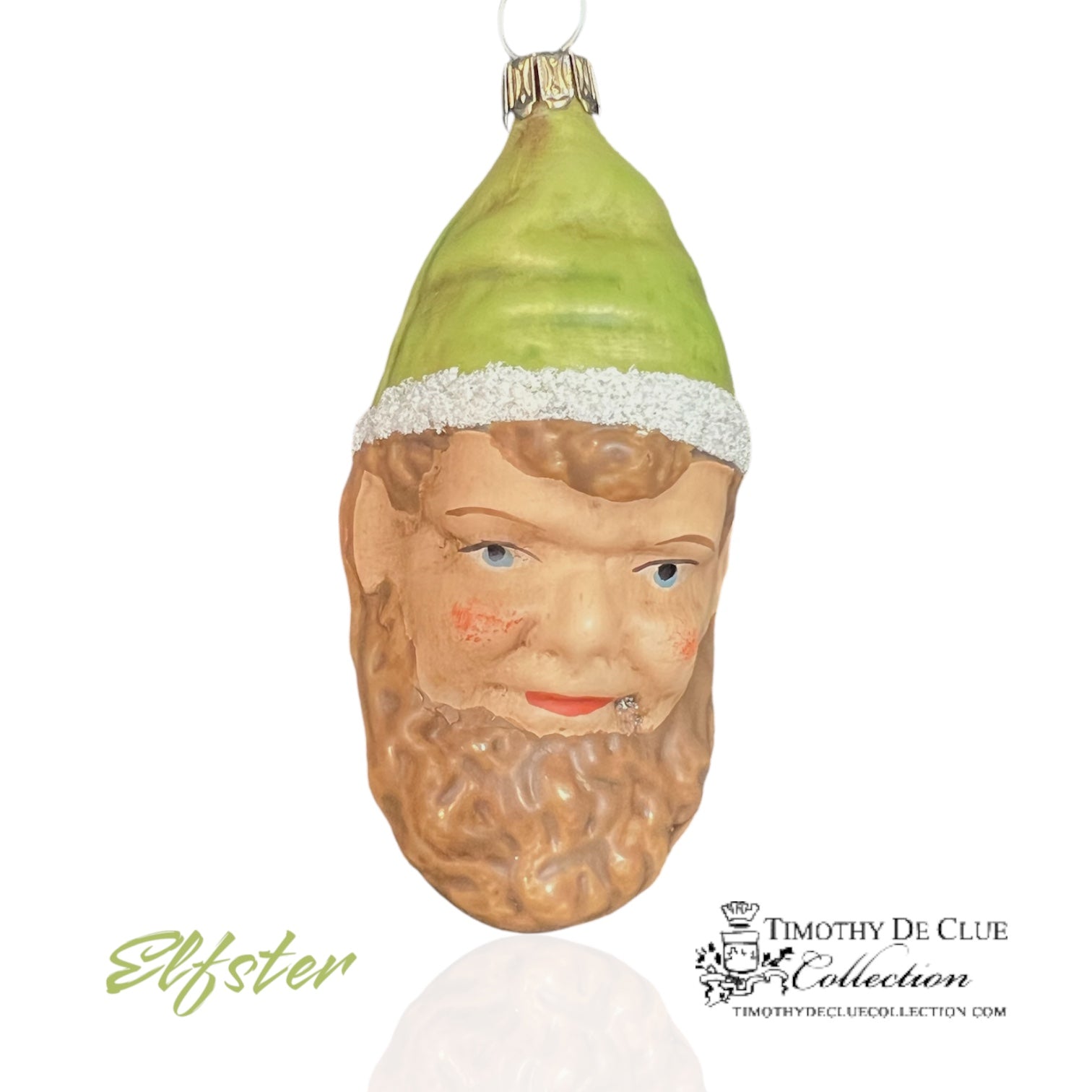 Elfster Green Cap Vintage Style - German Glass Ornament Christmas Collection
