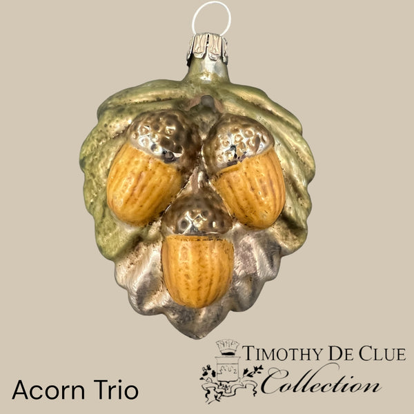 Acorn Trio Vintage Style - German Glass Ornament Christmas Collection